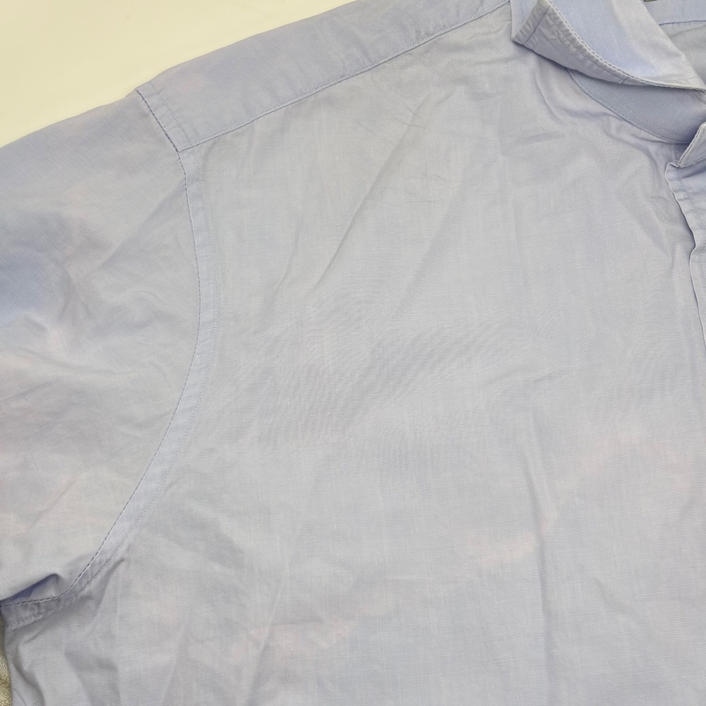 Sid Mashburn End-on-End Dress Shirt Men M Blue Cotton Spread Collar Pocket - Picture 3 of 8